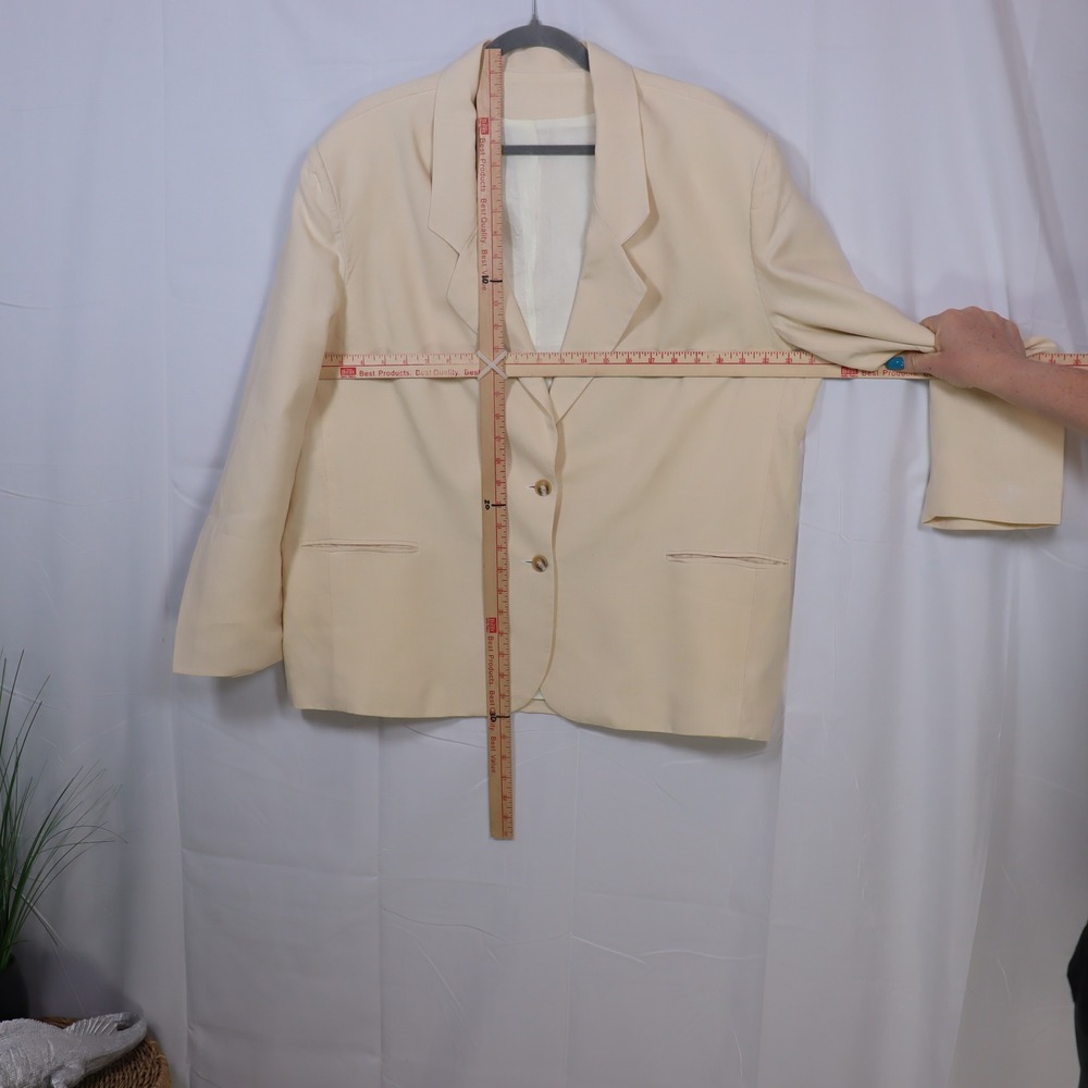 Stanley Blacker Linen Skirt‎ Suit Cream Ivory Blazer Set Women Classic Career - Picture 4 of 5